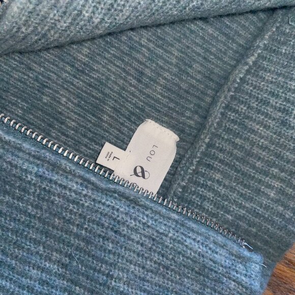 LOU GREY beautiful earthy blue ribbed zip neck sweater/L( pit to pit-21 - Picture 5 of 8
